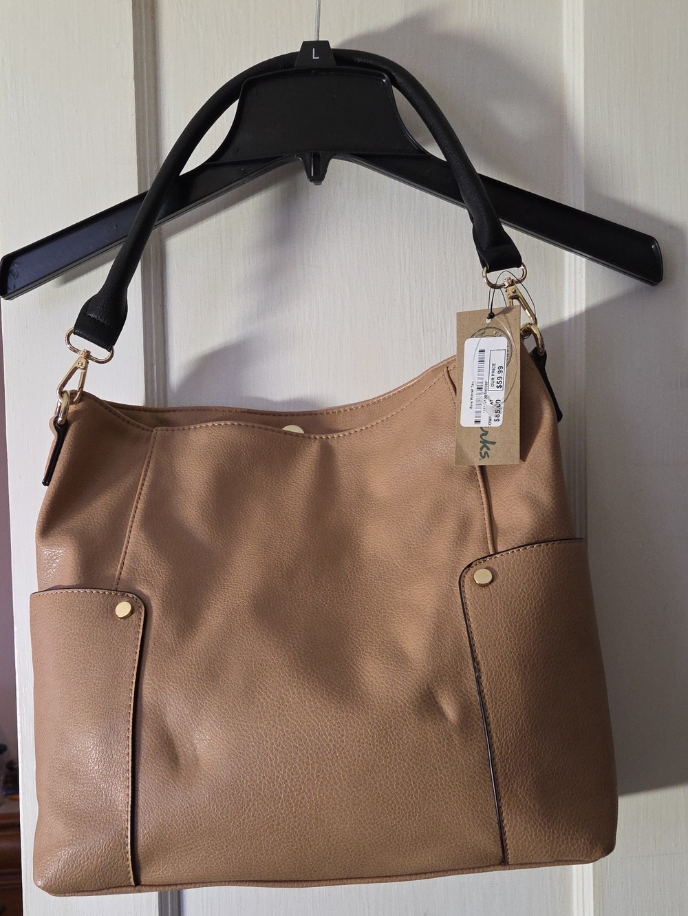 Clarks Tan Shoulder Bag with Black Handles